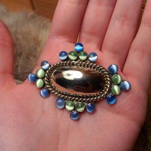 Sterling silver opalescent glass pin/pendant